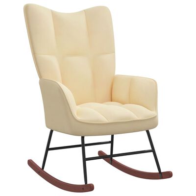 vidaXL Rocking Chair Cream White Velvet