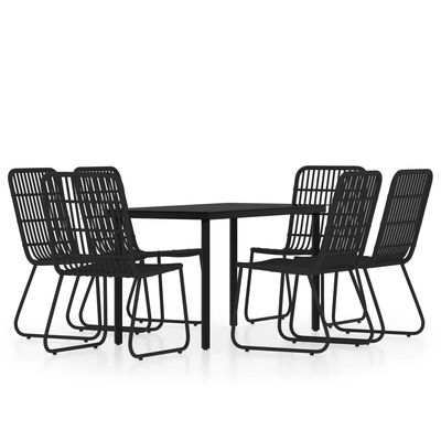 vidaXL 7 Piece Patio Dining Set Black