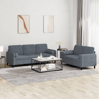 vidaXL 2 Piece Sofa Set with Pillows Dark Gray Velvet