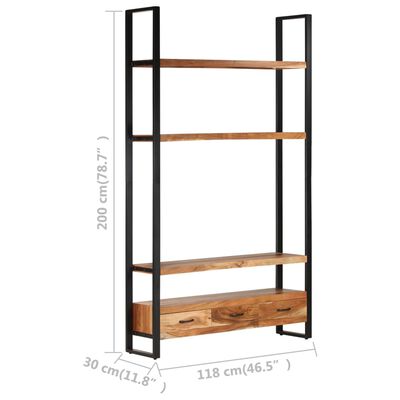 vidaXL Bookshelf 46.5"x11.8"x78.7" Solid Wood Acacia