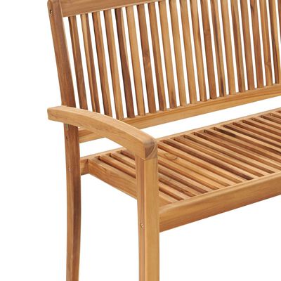 vidaXL Stacking Patio Bench with Cushion 50.6" Solid Teak Wood