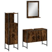 vidaXL 3 Piece Bathroom Cabinet Set Smoked Oak Engineered Wood