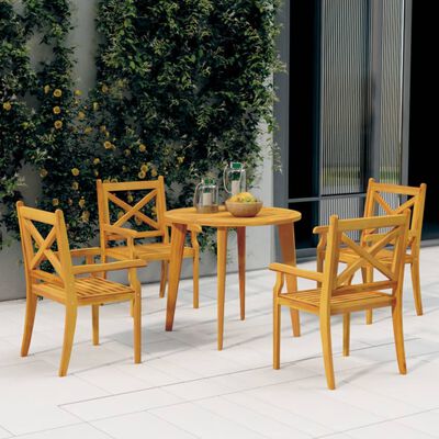 vidaXL 5 Piece Patio Dining Set Solid Wood Acacia