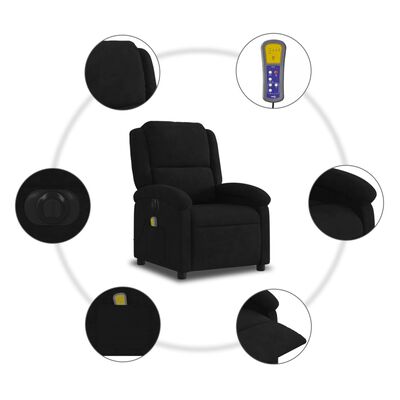 vidaXL Electric Massage Recliner Chair Black Velvet