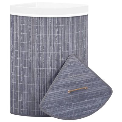 vidaXL Bamboo Corner Laundry Basket Gray 15.9 gal