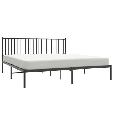 vidaXL Metal Bed Frame without Mattress with Headboard Black 72"x83.9"