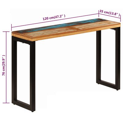 vidaXL Console Table 47.2"x13.8"x29.9" Solid Reclaimed Wood and Steel