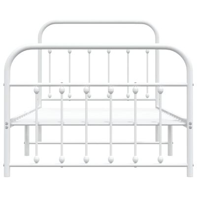 vidaXL Metal Bed Frame without Mattress with Footboard White 39.4"x74.8"