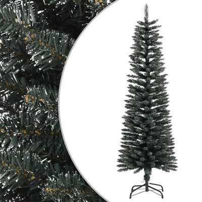 vidaXL Artificial Slim Christmas Tree with Stand Green 5 ft PVC