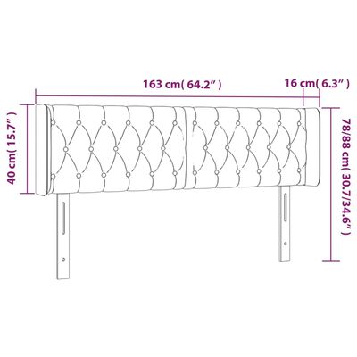 vidaXL LED Headboard Light Gray 64.2"x6.3"x30.7"/34.6" Velvet