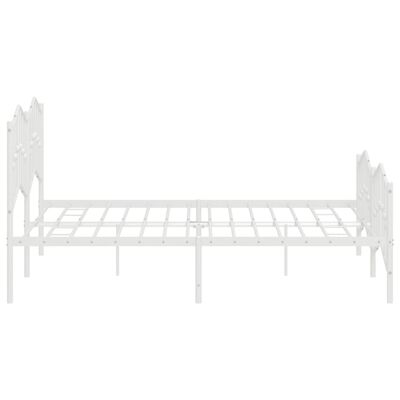 vidaXL Metal Bed Frame without Mattress with Footboard White 72"x83.9"