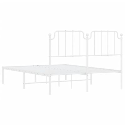 vidaXL Metal Bed Frame without Mattress with Headboard White 53.1"x74.8"