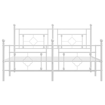 vidaXL Metal Bed Frame without Mattress with Footboard White 59.1"x78.7"