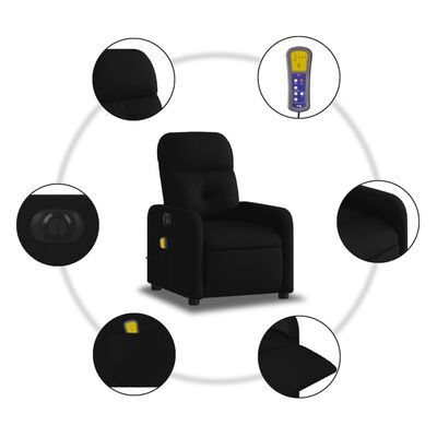 vidaXL Electric Massage Recliner Chair Black Fabric