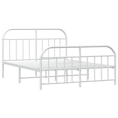 vidaXL Metal Bed Frame without Mattress with Footboard White 53.1"x74.8"