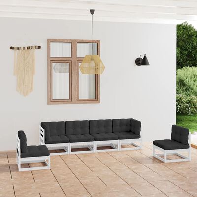 vidaXL 6 Piece Patio Lounge Set with Cushions Solid Pinewood