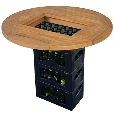 vidaXL Beer Crate Tabletop Teak 27.6"