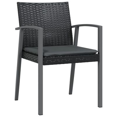 vidaXL 3 Piece Patio Dining Set with Cushions Poly Rattan and Steel