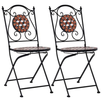 vidaXL Mosaic Bistro Chairs 2 pcs Brown Ceramic