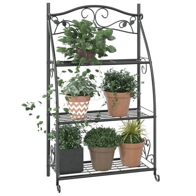 vidaXL Flower Rack Black 22"x11.8"x37.8" Steel