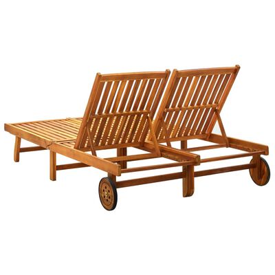 vidaXL 2-Person Sun Lounger Solid Acacia Wood