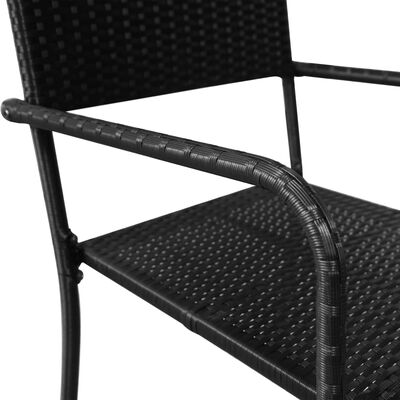 vidaXL Patio Dining Chairs 2 pcs Stackable Black Poly Rattan