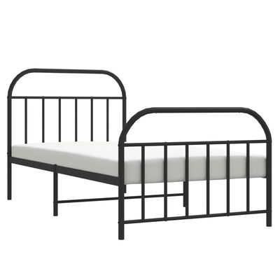 vidaXL Metal Bed Frame with Headboard and Footboard Black 39.4"x78.7"