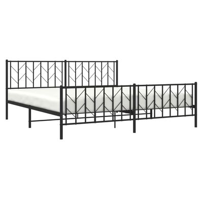 vidaXL Metal Bed Frame without Mattress with Footboard Black 76"x79.9"