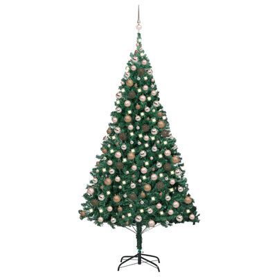 vidaXL Artificial Pre-lit Christmas Tree with Ball Set Green 82.7" PVC