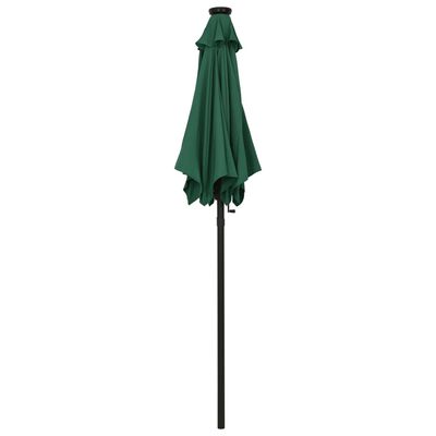 vidaXL Garden Parasol with LED Lights Green 78.7"x83.1" Aluminum