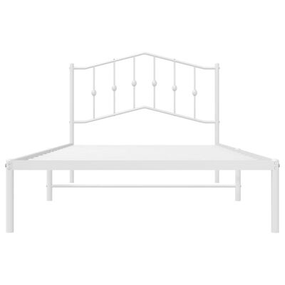 vidaXL Metal Bed Frame with Headboard White 39.4"x78.7"