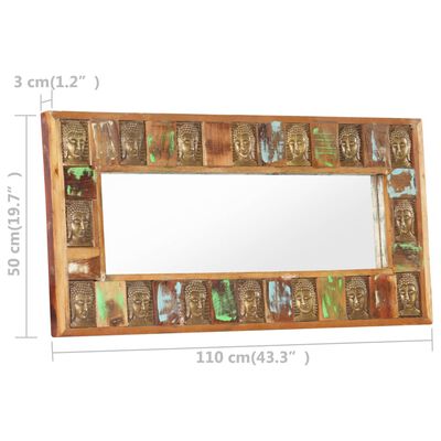 vidaXL Mirror with Buddha Cladding 43.3"x19.7" Solid Reclaimed Wood