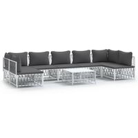 vidaXL 8 Piece Patio Lounge Set with Cushions White Steel