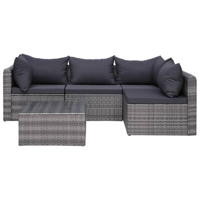 vidaXL 8 Piece Patio Lounge Set with Cushions Poly Rattan Gray