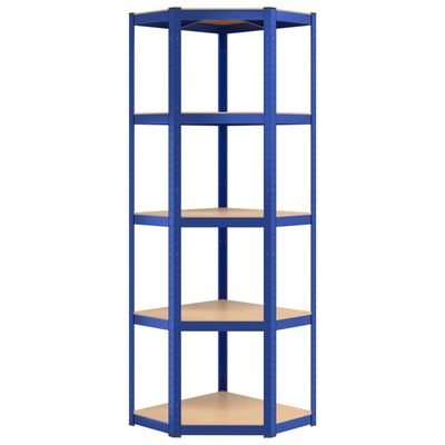 vidaXL 5-Layer Shelves 2 pcs Blue Steel&Engineered Wood