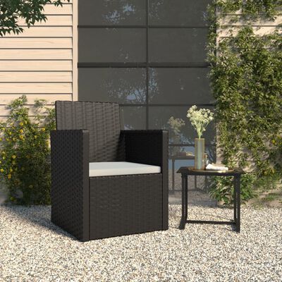 vidaXL Patio Armchair with Cushion Black Poly Rattan