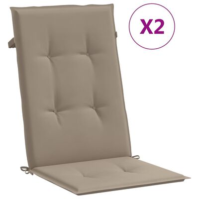 vidaXL Garden Highback Chair Cushions 2 pcs Taupe 47.2"x19.7"x1.2" Fabric