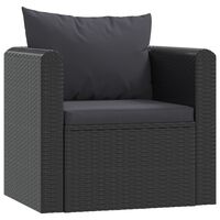 vidaXL Single Sofa with Cushions Poly Rattan Black