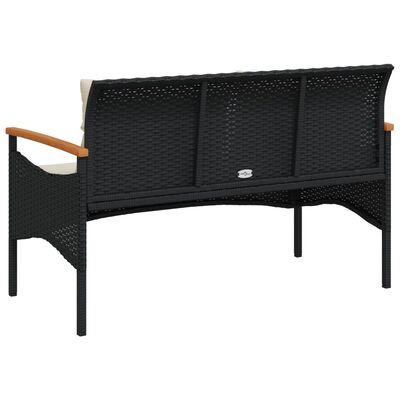 vidaXL Patio Bench with Cushions 45.7"x24.6"x29.1" Black Poly Rattan