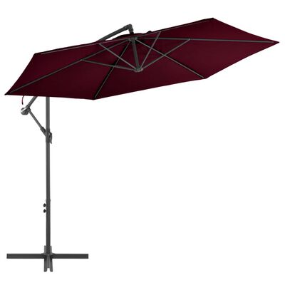 vidaXL Cantilever Garden Parasol with Aluminum Pole Bordeaux Red 118.1"