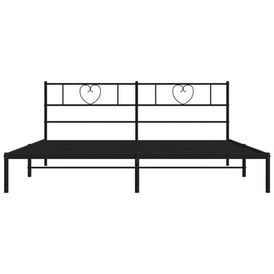 vidaXL Metal Bed Frame without Mattress with Headboard Black 76"x79.9"