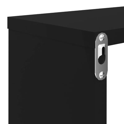 vidaXL Wall Cube Shelves 2 pcs Black 31.5"x5.9"x10.4" Engineered Wood