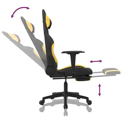 vidaXL Gaming Chair with Footrest Black and Yellow Fabric