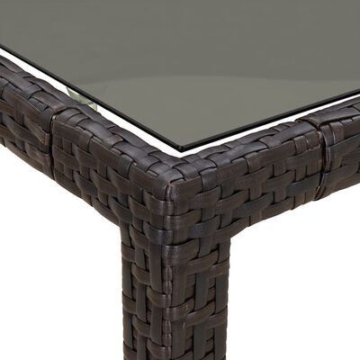 vidaXL Patio Table 59.1"x35.4"x29.5" Tempered Glass and Poly Rattan Brown