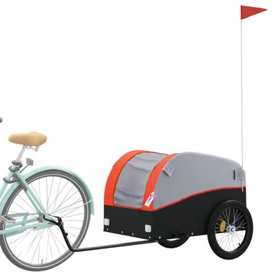 vidaXL Bike Trailer Black and Orange 99.2 lb Iron