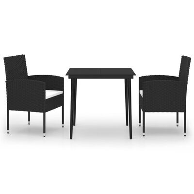 vidaXL 3 Piece Patio Dining Set Black