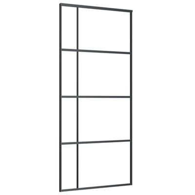 vidaXL Sliding Door Frosted ESG Glass and Aluminum 35.4"x80.7" Black