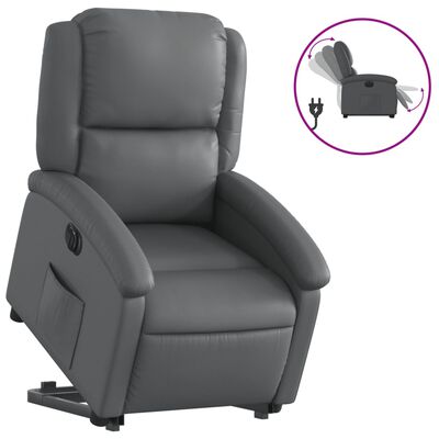 vidaXL Electric Stand up Recliner Chair Gray Faux Leather