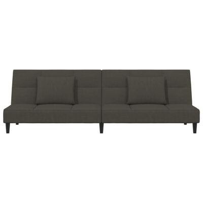 vidaXL 2-Seater Sofa Bed with Two Pillows Dark Gray Velvet