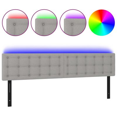 vidaXL LED Headboard Light Gray 63"x2"x30.7"/34.6" Fabric